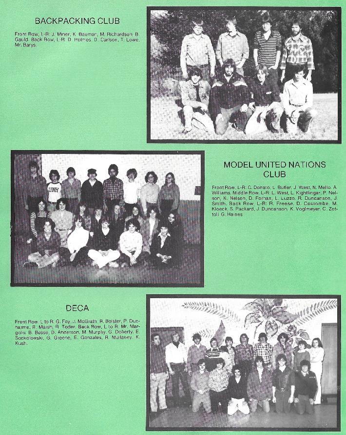 Wachusett Regional High School Class of 1980 Clubs - Backpacking, United Nations and DECA