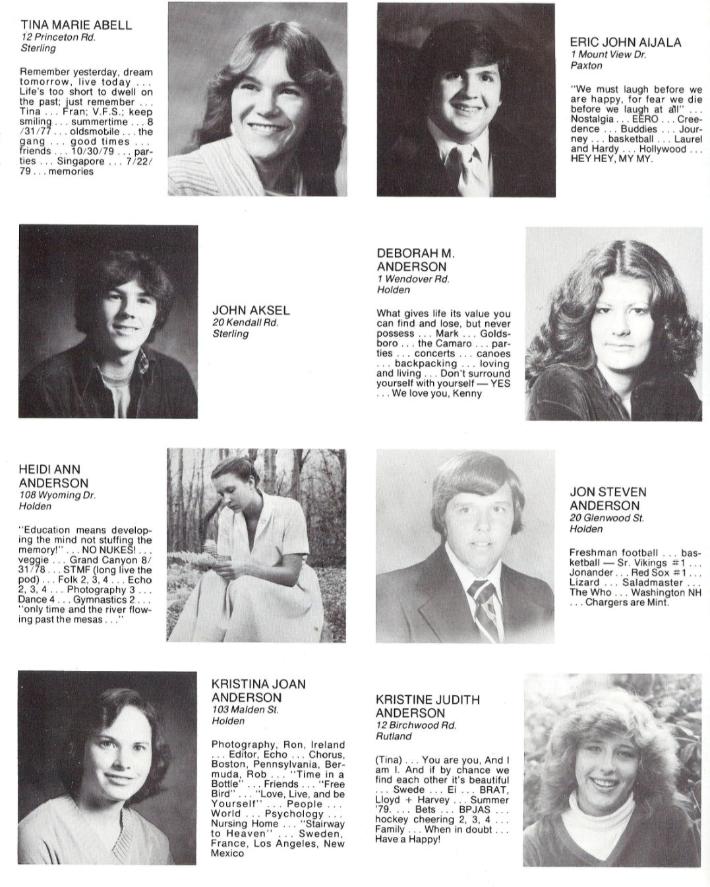 Wachusett Regional High School Class of 1980 Senior Photos 